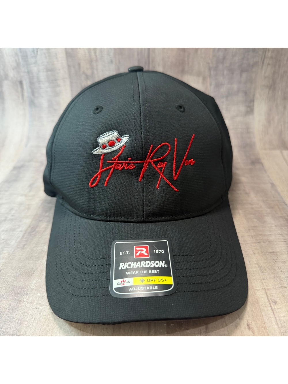 Stevie Ray Von Hat Richardson Black Embroidered Adjustable Hook & Loop Cap